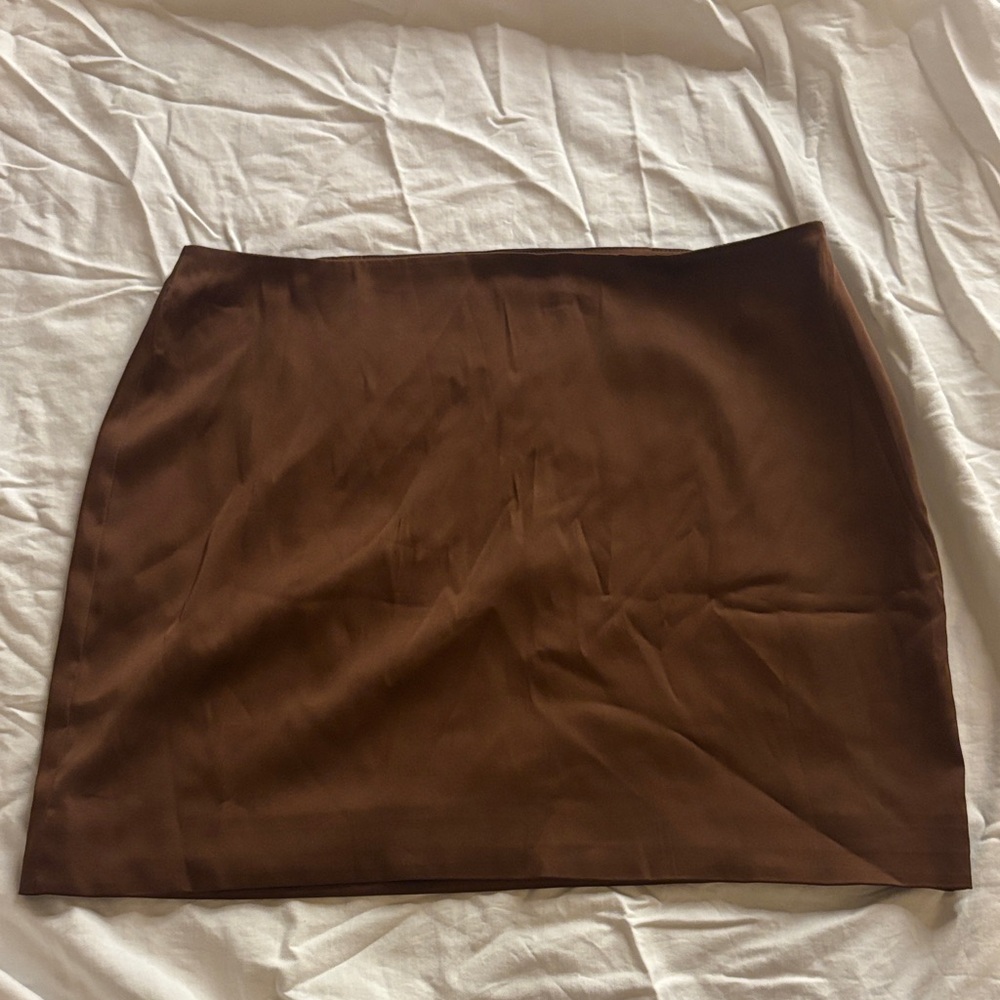 Aritzia Satin Mini Skirt in Deep Brown